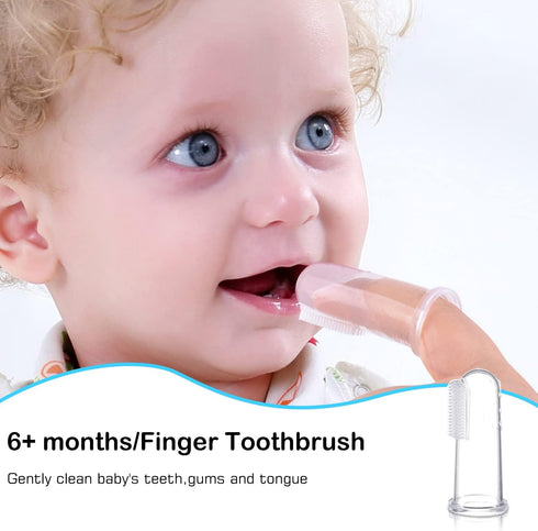 6 in 1 Baby Training Toothbrush Set, Infant to Toddler Oral Care Toothbrush, Food Grade Silicone, Extra Soft Bristles,