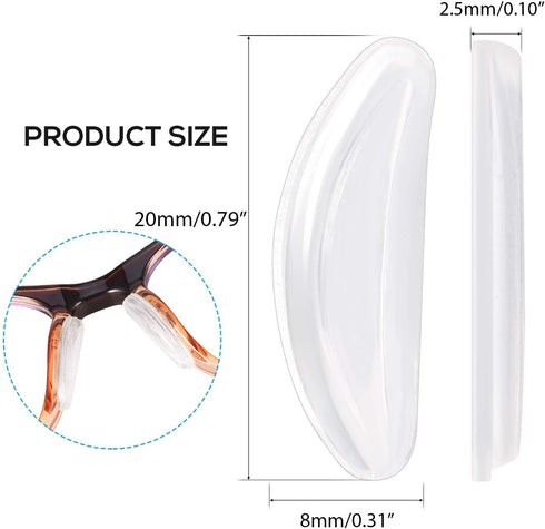2.5mm Eyeglasses Air Bag Stick on Silicone Nose Pads - Upgrade 10 Pairs for Plastic Frame, Anti-Slip