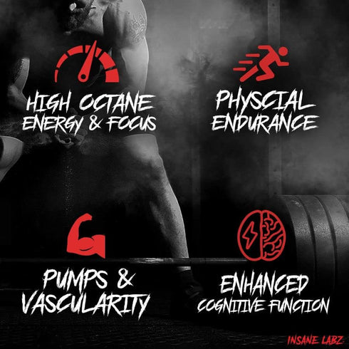 Insane Labz Psychotic High Stimulant Pre Workout Powder, Extreme Energy, Focus and Endurance, 35 Servings