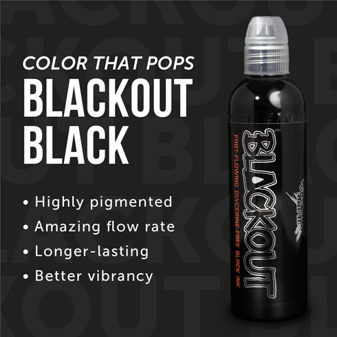 World Famous Tattoo Ink - Blackout Black, Ultra-Thin Black Tattoo Ink for Lining, Shading & Portrait Work