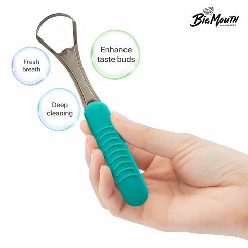 Big Mouth Tongue Scraper, Ultimate Oral Hygiene Tool for Fresh Breath and Improved Taste, Silver