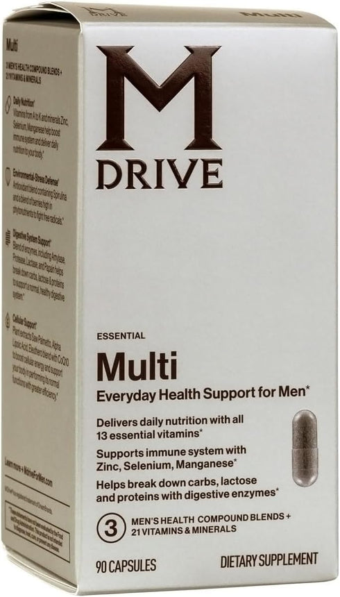 Mdrive Multivitamin for Men, Daily Immune Health Support with Zinc, Selenium, CoQ10, 90 Capsules
