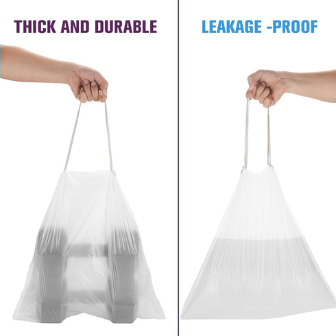 heihaily 4 3-4 57 Count 15 Gallon White Trash Bags Drawstring - Gal Small Garbage Bags For Bathroom Liter Plastic