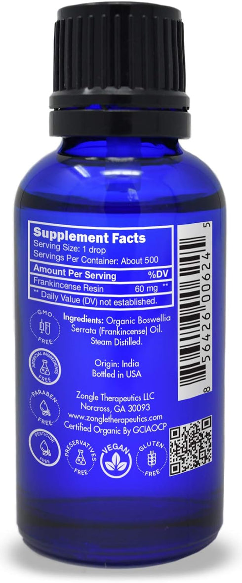 Organic Frankincense Essential Oil, Food Grade, 100% Pure for Face, 1 OZ by Zongle Therapeutics
