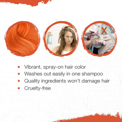 Punky Temporary Hair Color Spray - Tiger Orange, Non-Sticky, Non-Damaging Hair Dye, 3.5 oz, 2-Pack