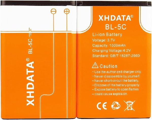BL-5C Battery 3.7V 1500mAh Rechargeable Battery, Large Capacity for Home Radio (2 Pieces)