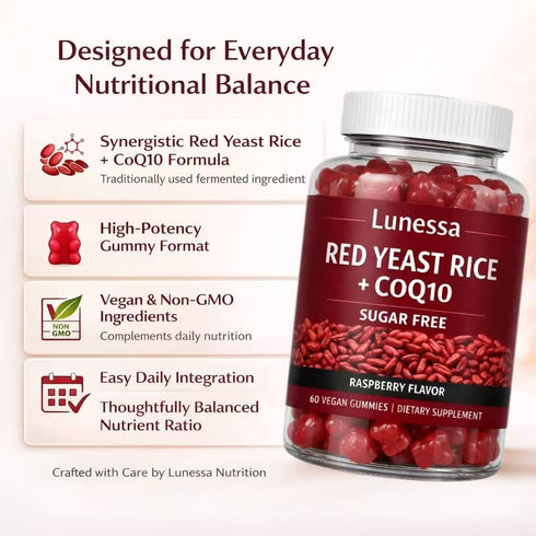 SUBMETIC 2400mg, CoQ10 200mg, 60 Gummies (1) Lunessa Red Yeast Rice, with Red Yeast Rice Restores Body Vitality