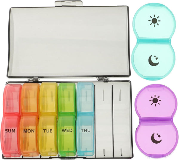 HAKIDZEL Weekly Pill Organizer Box 7-Day 3 Meals Detachable Medicine Case Portable Compact
