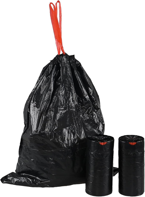 5 Gallon Medium Drawstring Garbage Bag, Black Trash Can Liner, 104 Bags