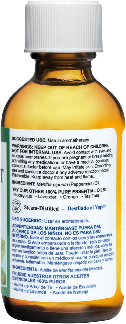 De La Cruz Peppermint Essential Oil - 100% Peppermint Oil for Aromatherapy - Steam Distilled - 2 Fl OZ
