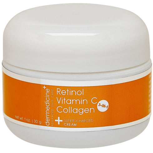 Super Charged Anti-Aging Cream for Face | Vitamin C + Retinol + Collagen | 1 oz | Pharmaceutical Grade Quality