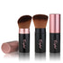 Retractable Kabuki Makeup Brushes, 2 Pcs Blush Brushes Set for Liquid Cream Cosmetics Travel (rose gold)
