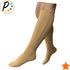 Closed Toe 15-20 mmHg Zipper Moderate Compression Leg Circulation Socks, 3XL (Beige)