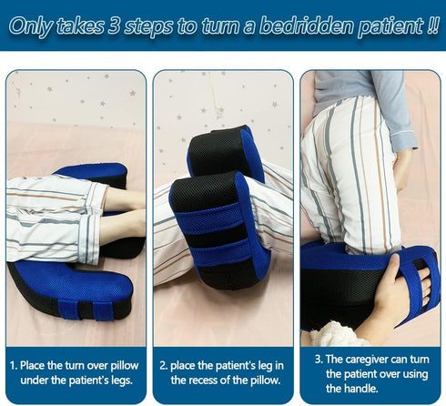 Inflatable Turning Pillow, U-Shaped Bedridden Positioning Device with Removable Polyester Cover, Nursing Aid