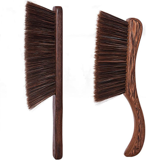 Kakamono 2PCS Hand Broom Cleaning Brushes-Soft Bristles Dusting Brush for Cleaning Car/Bed/Couch/Draft/Garden/Furniture/Clothes,Wooden Handle(Brown)