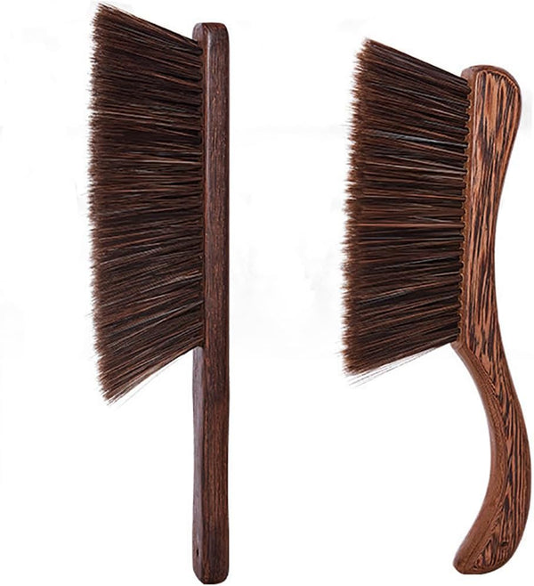 Kakamono 2PCS Hand Broom Cleaning Brushes-Soft Bristles Dusting Brush for Cleaning Car/Bed/Couch/Draft/Garden/Furniture/Clothes,Wooden Handle(Brown)