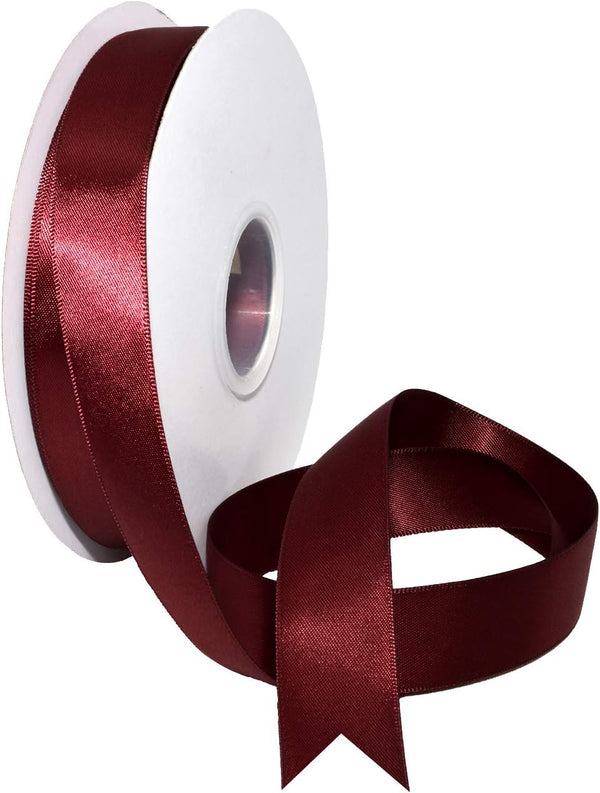 Morex Ribbon Double Face Satin 7/8" X 50 YD Burgundy Ribbon for Gift Wrapping, Crafts, Wedding Gifts