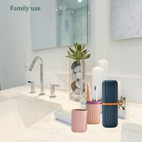 2Pcs Travel Toothbrush Cup Case, Portable Holder for Traveling, Camping, Business Trip, Plastic Toothbrushes Toothpaste