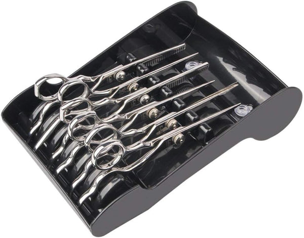 Professional Salon Scissors Holder Racks - Organizer Storage Tray for 6 Scissors, Black
