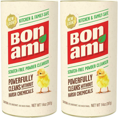BON AMI Powder Cleanser for Kitchens & Bathrooms, Cleans Grime & Dirt, Polishes Surfaces, Absorbs Odors (2 Pack)