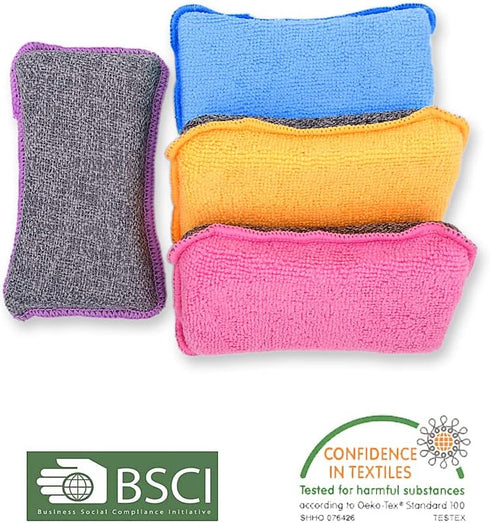 UPSTAR Kitchen Sponges - Microfiber Cleaning Scrubber, Non-Scratch Scrubbies for Dishwashing and Bathroom, Size L Pack
