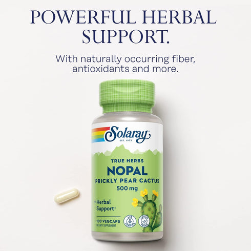 SOLARAY Nopal Prickly Pear Cactus, 500 mg, 100 VegCaps with Dietary Fiber & Antioxidants