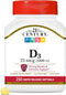 21st Century D3 1000 IU Softgels, 250 Count, 27415