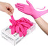 FINITEX Pink Nitrile Disposable Gloves - 3.5mil, 100PCS, Powder Free, Latex Free, Medical Exam, Food Cleaning