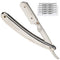 Parker SR1 Stainless Steel Straight Edge Barber Razor, Professional Shavette with 5 Premium Platinum Half Blades
