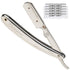 Parker SR1 Stainless Steel Straight Edge Barber Razor, Professional Shavette with 5 Premium Platinum Half Blades