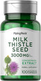 Piping Rock Milk Thistle Supplement 3000mg | 100 Capsules | Non-GMO, Gluten Free, Concentrated Herbal Extract