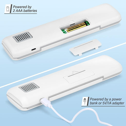 YourMate UVC Toothbrush Case for Travel and Household, Power by AA Battery or USB-C Cord, White