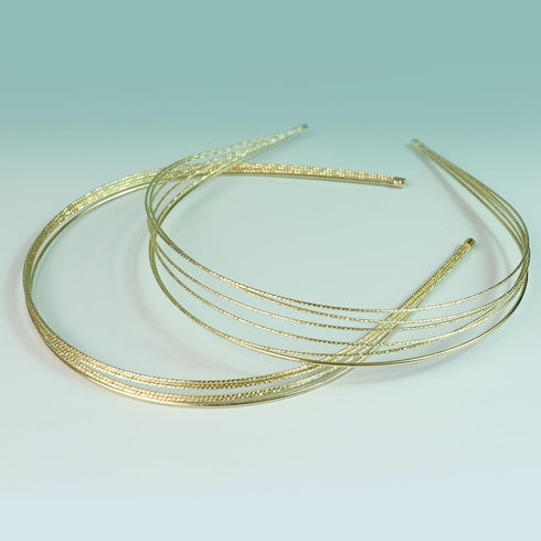 Multi Layers Metal Headbands for Women - Set of 2 Elegant Gold Tone Head Bands with Rhinestones for Bridal and Special