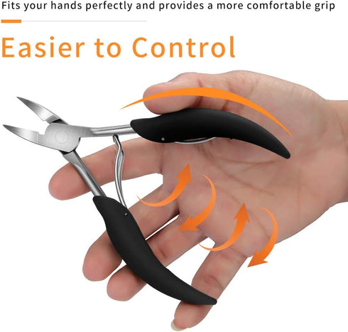 Toenail Clipper for Thick and Ingrown Toenails, Long-Handled Stainless Steel Scissors and Files for Adults and Elderly