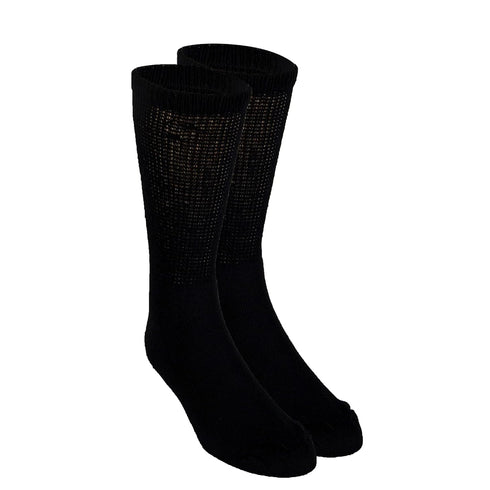 Truform Comfort Crew Diabetic Socks for Men and Women - Mid Calf, Black, Small