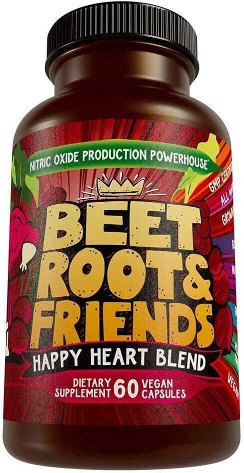 Beet Root Capsules 60 Count - Heart-Healthy Energy with Grape Seed Extract & Ginseng - Vegan Circulation Support