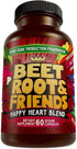 Beet Root Capsules 60 Count - Heart-Healthy Energy with Grape Seed Extract & Ginseng - Vegan Circulation Support