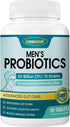 ZEBORA Probiotics for Men - 90 Tablets, 60 Billion CFUs for Immune and Gut Health, 10 Strains, Hypoallergenic, Gluten &