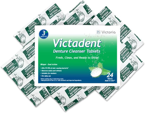 Victadent Denture, Retainer & Mouth Guard Cleanser Tablets, 24 Count