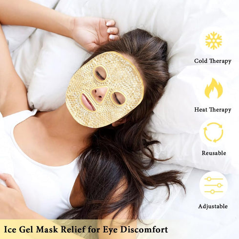 Face Ice Pack and 2 Packs Silicone Face Mask Cover, Full Facial Frozen Masks Hot Cold Face Compress Reusable Skin Care Set for Women for Puffiness Swelling Relief Beauty Spa Essentials