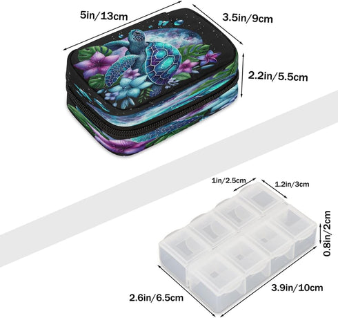 Skerhhux 7 Animal Funny Turtle Pill Case Travel Pill Organizer Weekly Day Portable with Zipper Medicine Box Pill Case