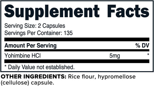 PrimaForce Yohimbine HCl 2.5mg, 270 Capsules - Premium Supplement, Boosts Performance, Zero Fillers, Non-GMO and Gluten Free