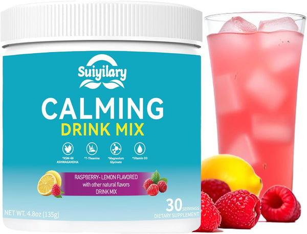 Suiyilary Calm Magnesium Powder, Cortisol Supplements Drink Mix No Sugar for L-Theanine,