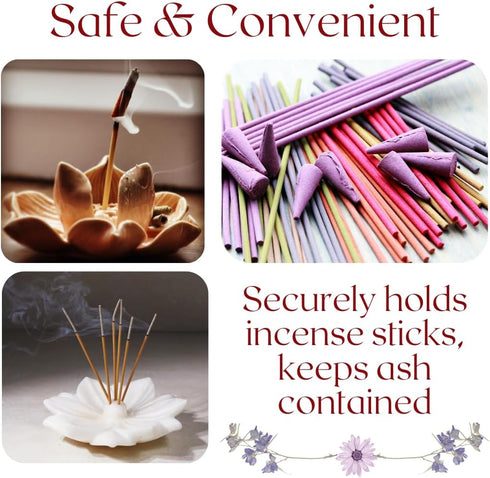 Set 5 Set of Aromatherapy Gift with Incense Holder, Incense Sticks & Floral Candles Relaxation & Meditation Kit