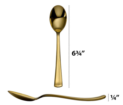 Plasticpro Disposable Heavy Duty Gold Plastic Spoons, Fancy Plastic Silverware for Catering Events (Pack of 40)