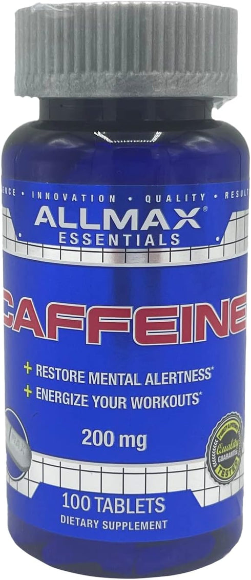 ALLMAX Nutrition Caffeine Pills - 200 mg, 100 Tablets for Sustained Energy & Pre-Workout Mental Focus, Fast Absorbing &