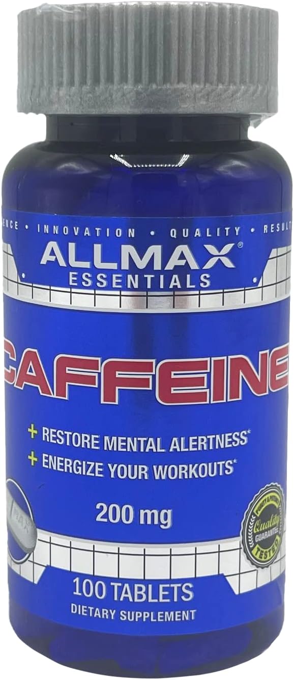 ALLMAX Nutrition Caffeine Pills - 200 mg, 100 Tablets for Sustained Energy & Pre-Workout Mental Focus, Fast Absorbing &