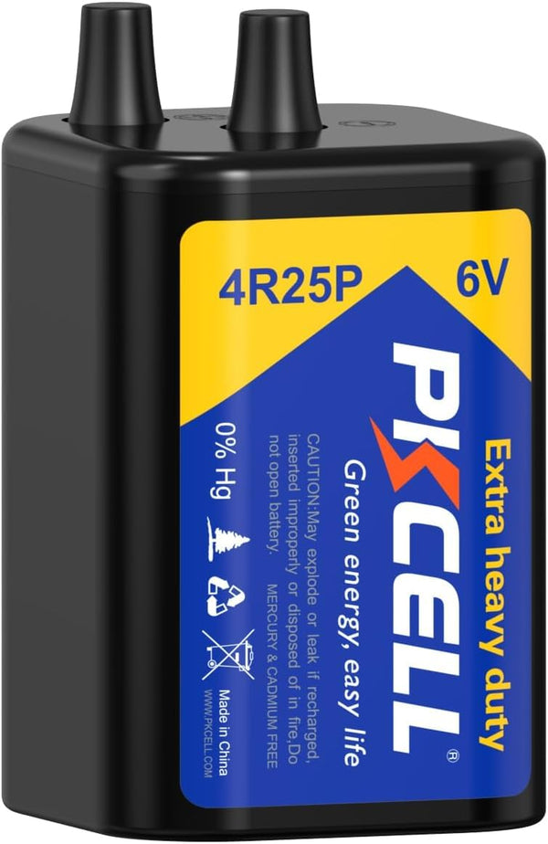 PKCELL 6 Volt Lantern Battery, 6V 4R25 Flashlight Battery with Spring Terminals, Heavy