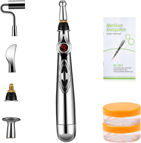 5-in-1 Massage Acupuncture Pen - Electronic Pain Relief Therapy, Meridian Energy Massager with Gel