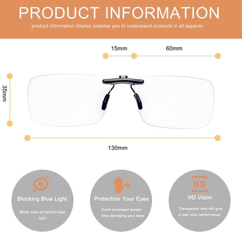 FONHCOO Clip-on Blue Light Blocking Glasses - Night Driving Sunglasses 2 Pack, Lens over Prescription Glasses for Women